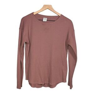 Pink by Victoria Secrets Tee Waffle Long Sleeve Tunic T-Shirt Mauve Size Small
